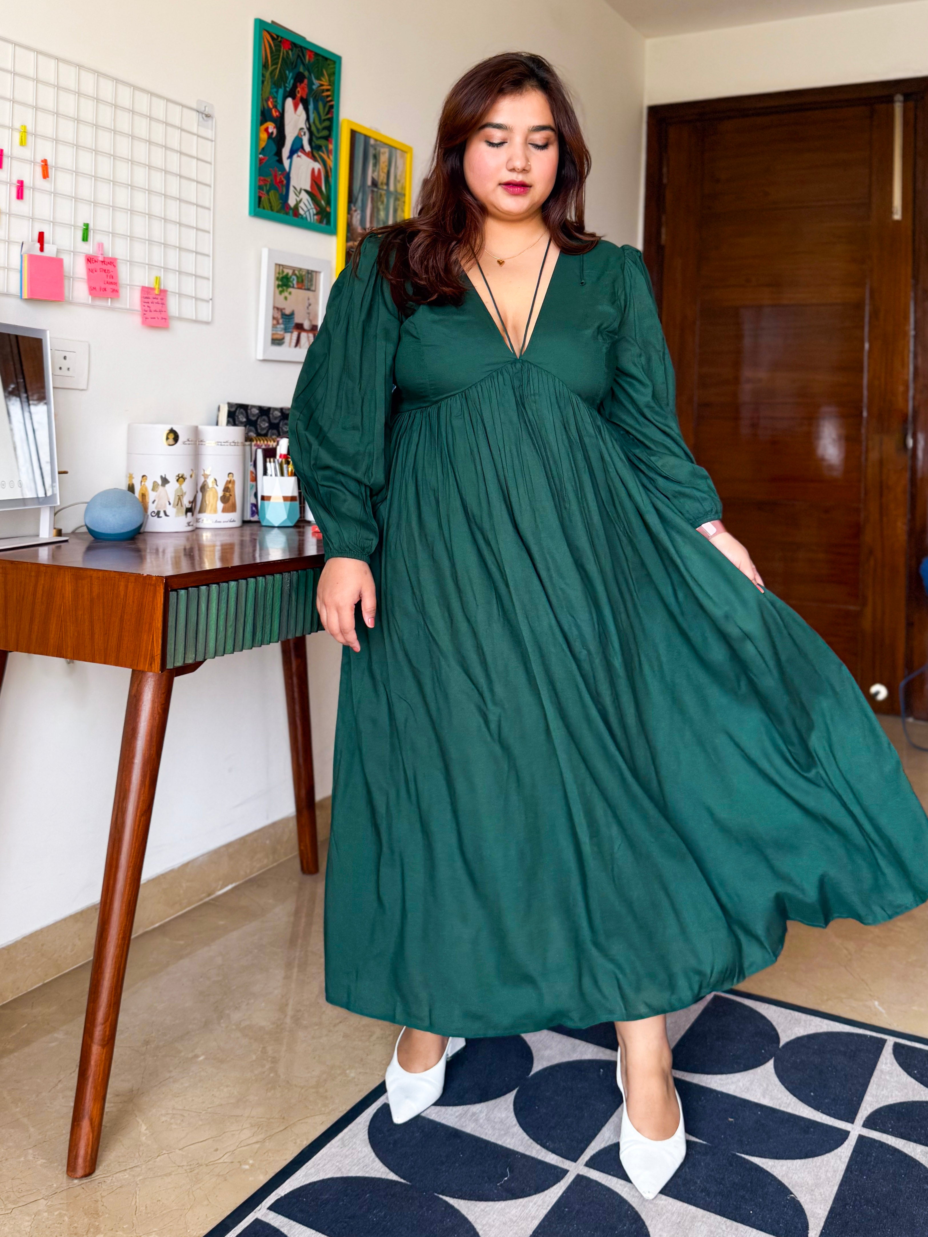 Bottle Green Celine Dress