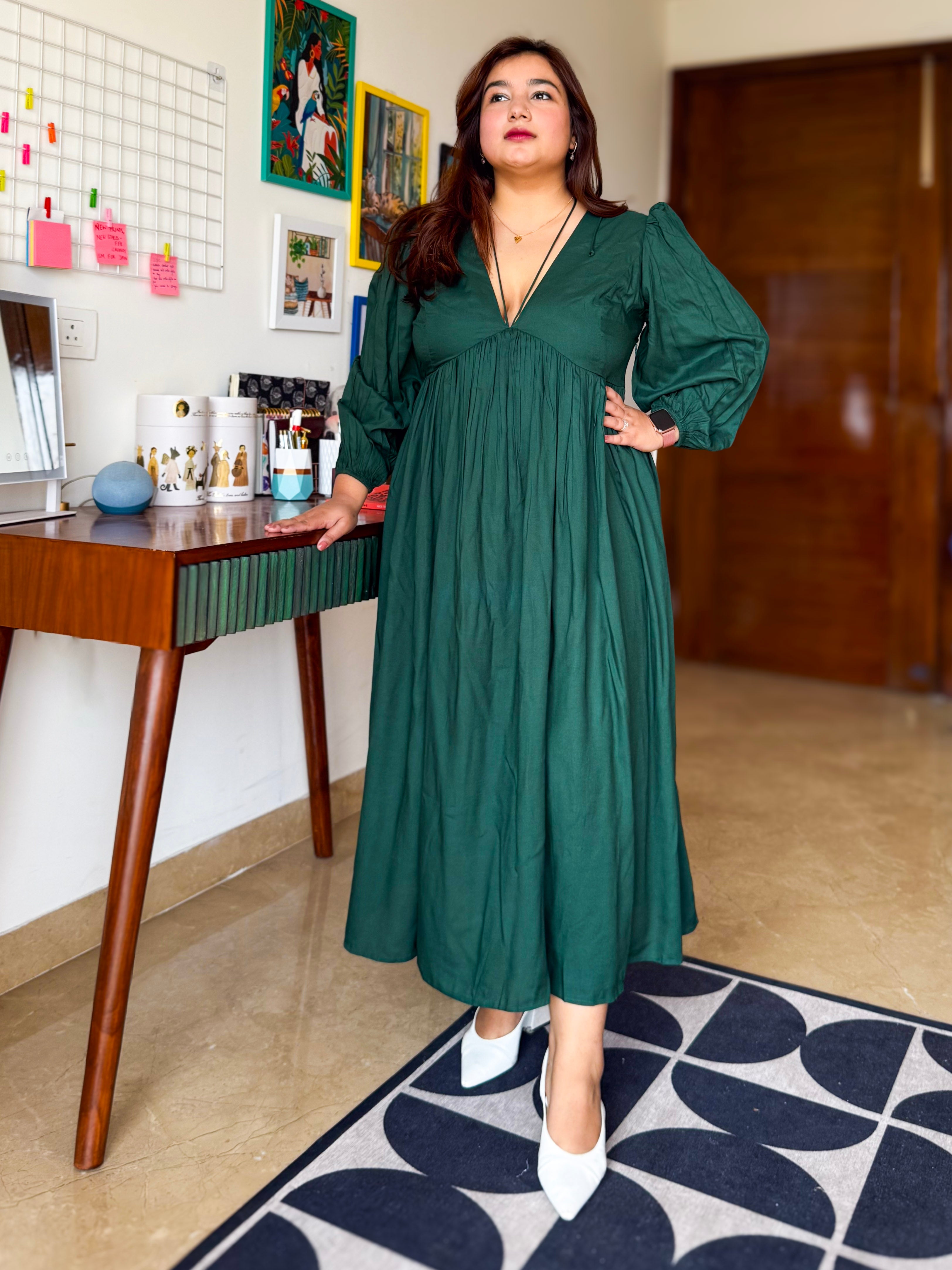 Bottle Green Celine Dress