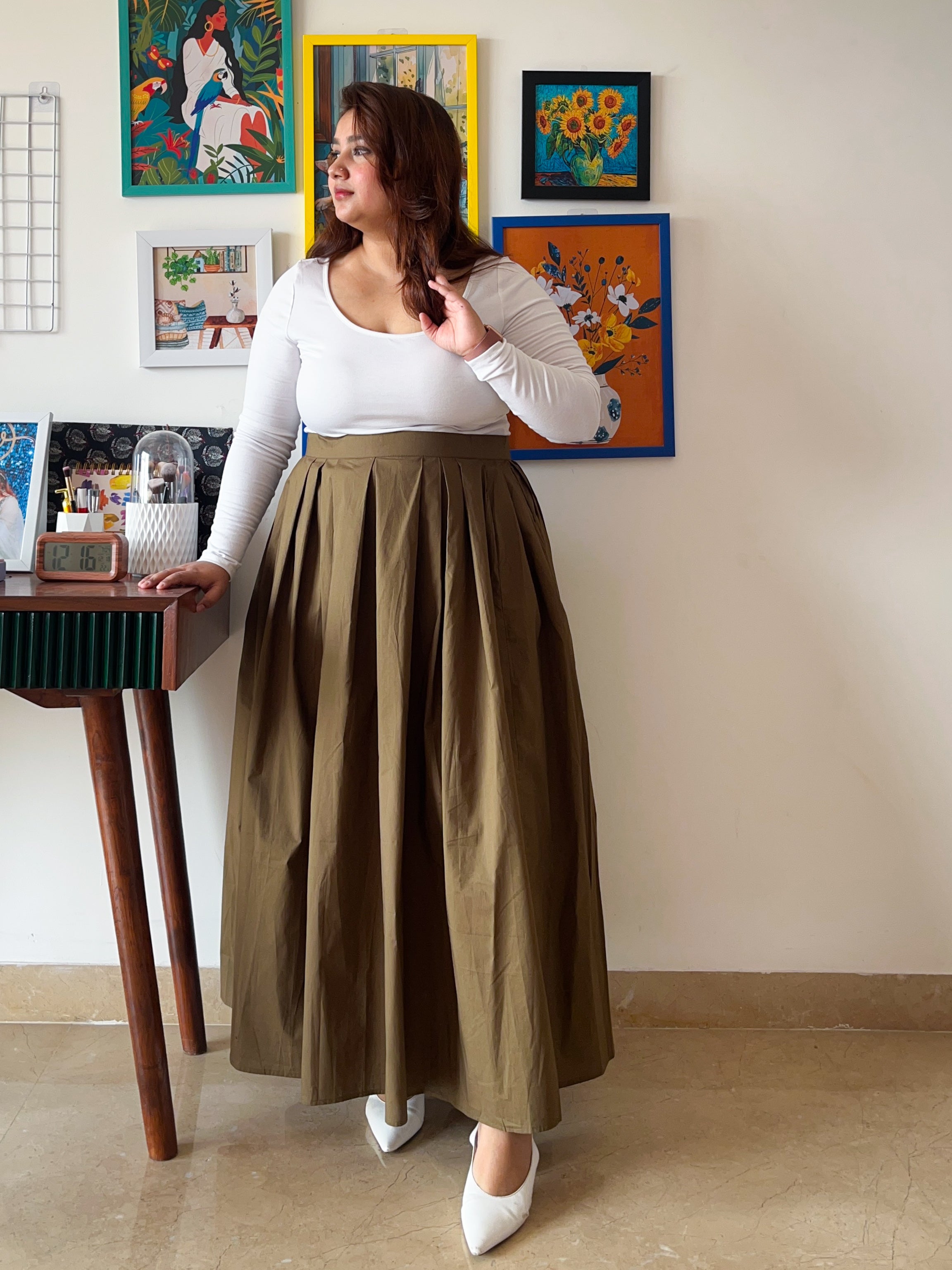 Elena Box Pleat Skirt